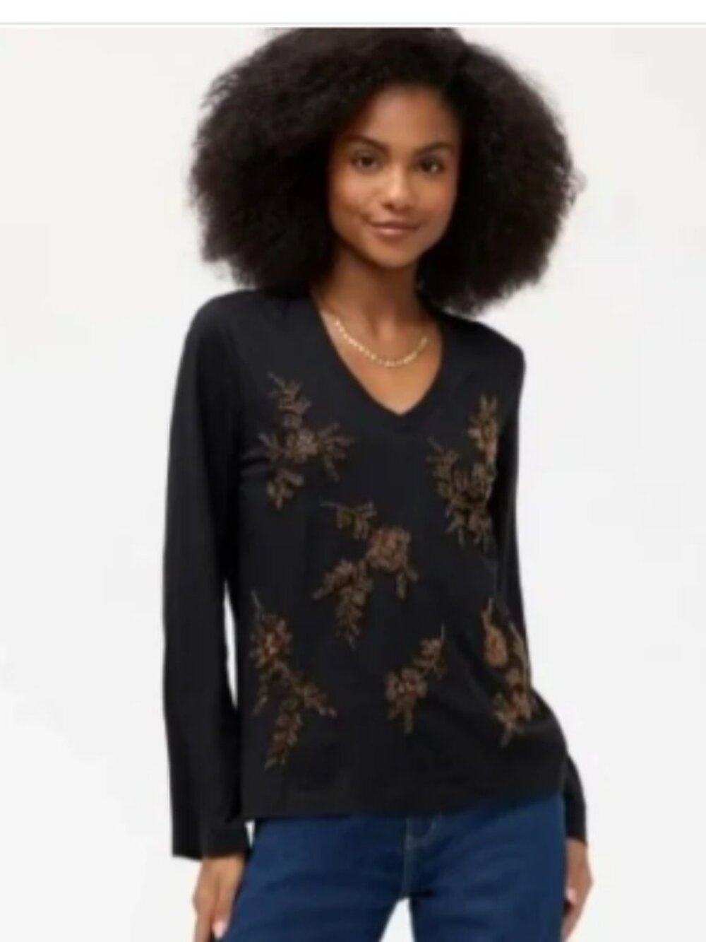 NWT Johnny Was Biya 3JWorkshop JWLA Kimono Slv Beaded V-Neck Tee T-shirt Femke M